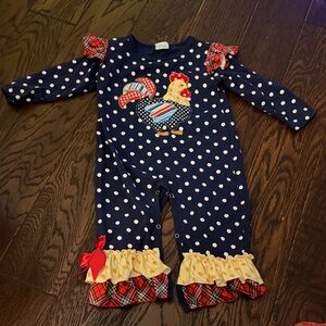 Polka Dot Chicken Appliqué Kids One Piece